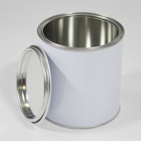 1L White Lever Lid Tin W/Plain Interior