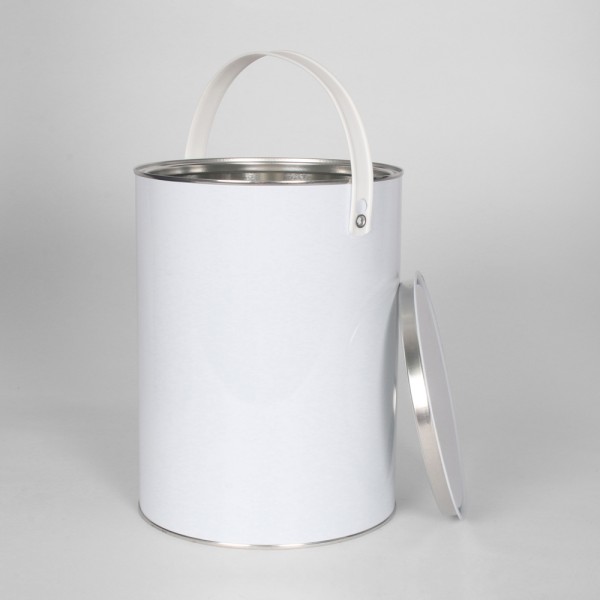 5L White Lever Lid Tin 