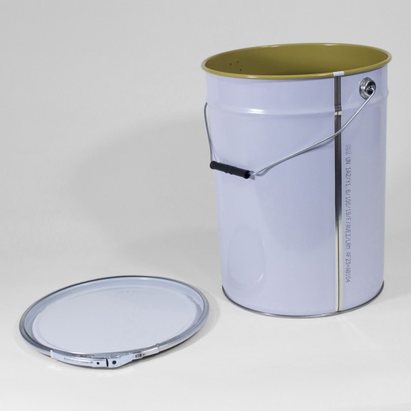 25L White Pail W/Lacquered Interior