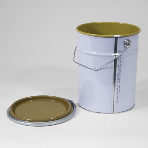 5L White Pail W/Lacquered Interior