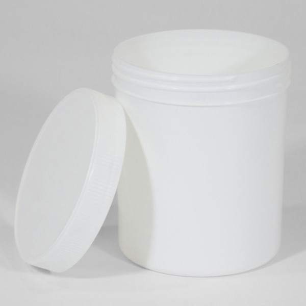 1L White Polyjar W/ Screw Cap