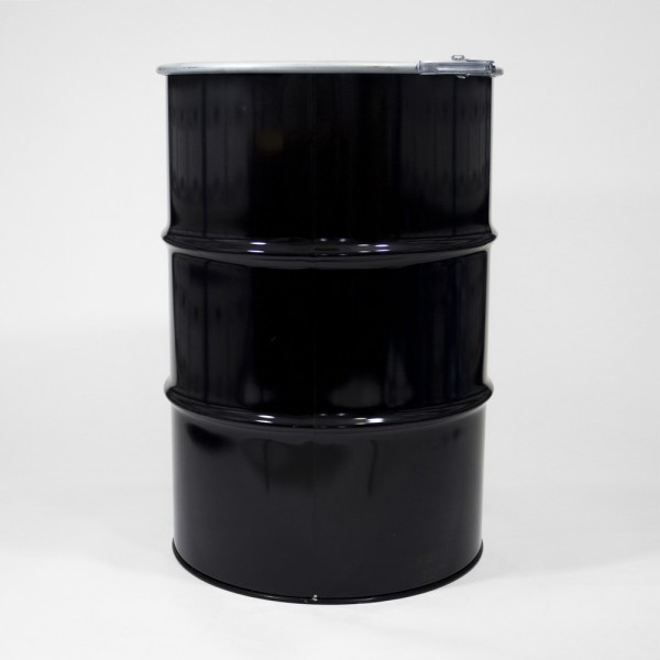 205L Black Open Top Drum